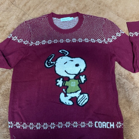 Coach | Sweaters | Coach Burgundy Snoopy Sweater | Poshmark